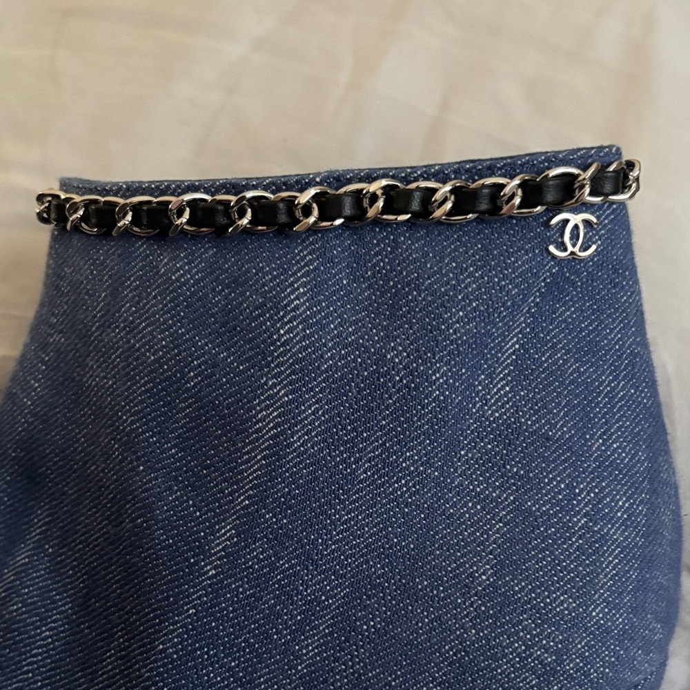 CHANEL Denim Blue Heeled Ankle Boots - Picture 5 of 7